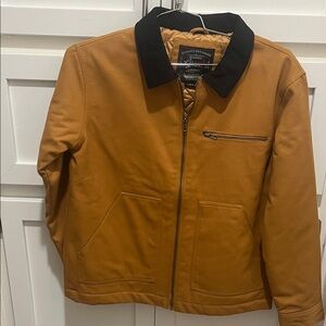 Men's Camel  canvas Jacket with Black Collar